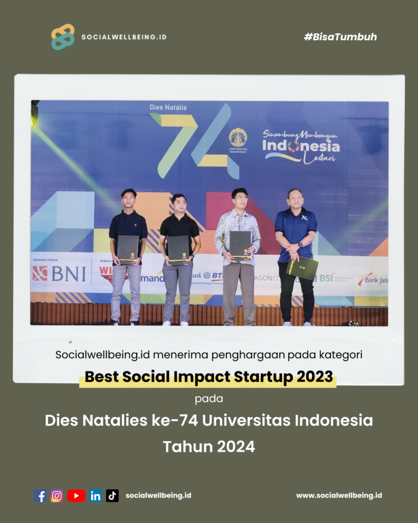 Socialwellbeing.id Raih Penghargaan Best Social Impact Startup 2023 di Dies Natalis ke-74 Universitas Indonesia